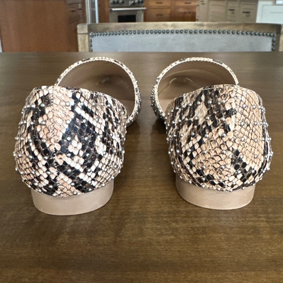 Steve Madden Talent D’orsay Flats Studded Pointed Toe Snake Print Tan Sz 8 NEW - Picture 4 of 8
